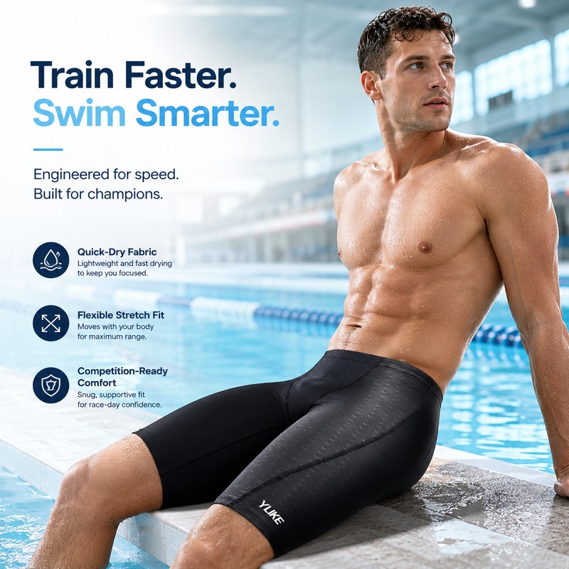 Men’s Quick-Dry Swim Trunks for Pool Training – Stretch Swim