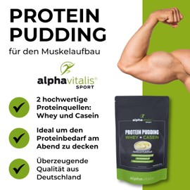 Protein Pudding Powder 500 g - Vanilla - Super Delicious Cream for Mixing with High Protein Content from Whey + Casein - Low Sugar & Fat Free - Premium Quality alphavitalis