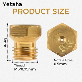 Yetaha Pack of 20 Brass Jet Nozzles, Universal Gas Jet Nozzles for LPG Propane Gas Burner, LPG Gas Pipe Water Heater, DIY Burner Parts (M6 x 0.75 mm/0.5 mm)