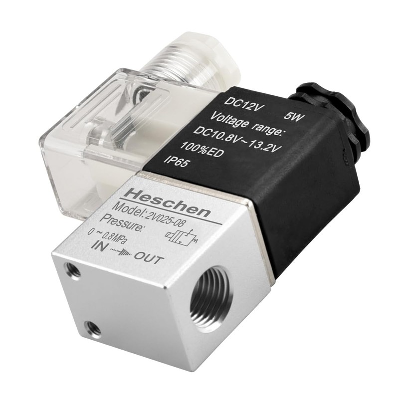 Heschen Electric Pneumatic Solenoid Valve, 2V025-08, 12VDC, PT1/4 2/2 Way,