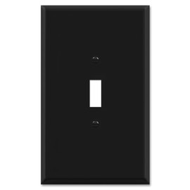 OVERSIZED 1 Gang Toggle Metal Light Switch Plate Cover - One Gang Jumbo Wall Plate for Toggle Style Light Switches, Steel Painted Black - UL Listed, 5.5" x 3.5" - Made in USA