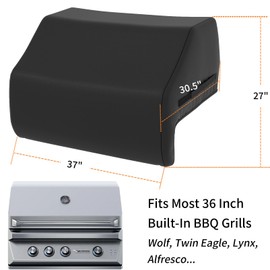 Beurbcikue Built in Grill Cover for 36 Inch Outdoor Barbecue Grill Cover for Twin Eagles, Wolf, Lynx, Alfresco, Water Resistant Elastic for Snug Fit, 1 Pack Built in BBQ Cover