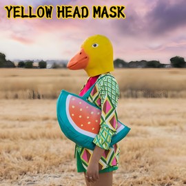 BEJOYFMY Yellow Duck Mask, Novelty Latex Cute Animal Dress Up and Pretend Cosplay Fancy Dress Head Mask for Adults