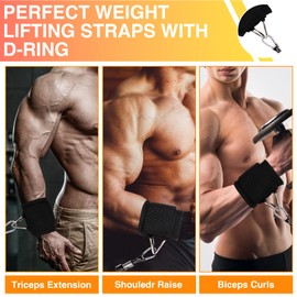 WOJVVK 2PCS Lifting Straps with D Rings, Gym Wrist Straps for Weightlifting