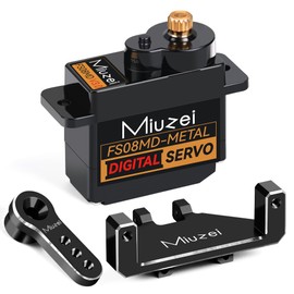 Miuzei RC Micro Servo Motor: 2 kg Metal Copper Gear ES08MA II Digital Servo Motor for SCX24 AX24 Car 1/16 1/18 Boat Robot Arm 6V 180° Servo Mini Steering Servo Model Building with Horn Bracket