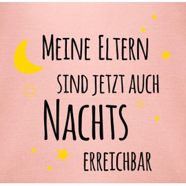 Shirtracer - Baby Bodysuit Boy Girl - Sayings - Meine Eltern sind jetzt auch nachts erreichbar Stars Black/Yellow, 2 baby pink
