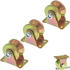 Generic 3 x V Groove Pulley with Bracket, 31 mm / 1.22 Inch, Sliding Gate, Lifting Rollers, Wheel, Rigid Castors, Heavy Duty, for Inverted Track, Industrial Machinery, Copper