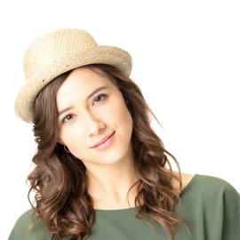 Lipodo Bemiro Player Straw Hat Women/Men (54-61 cm) - Made in Italy - Braided Player Hat with Trim Band - Pork Pie Made of Straw - Plain Trilby - Spring/Summer, Natural brown, S