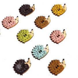 30 Wonderful Wooden Buttons Hedgehog Two-Hole Buttons 25 x 18 mm with 2 Holes of 2 mm Wooden Buttons for Sewing on Crafts for Children's Clothing Decoration