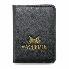 Wachifudo Dayan Genuine Leather Archaic Folding Pass Case, Black, Black