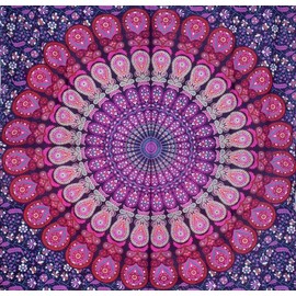 Indian hippie Bohemian psychedelic peacock mandala wall hanging bedding tapestry