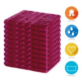 Lavea Elena Terry Towel Set of 10 Flannel 30 x 30 cm Bordeaux