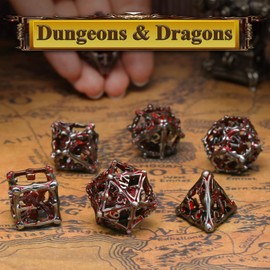 Beholder DND Dice Set, Eye Monster Metal Dice, ZHOORQI 7PC/Set Polyhedral Dice for Dungeons and Dragons Dices, RPG Dice, D&D Dice Gift（Eye-Blood Red）