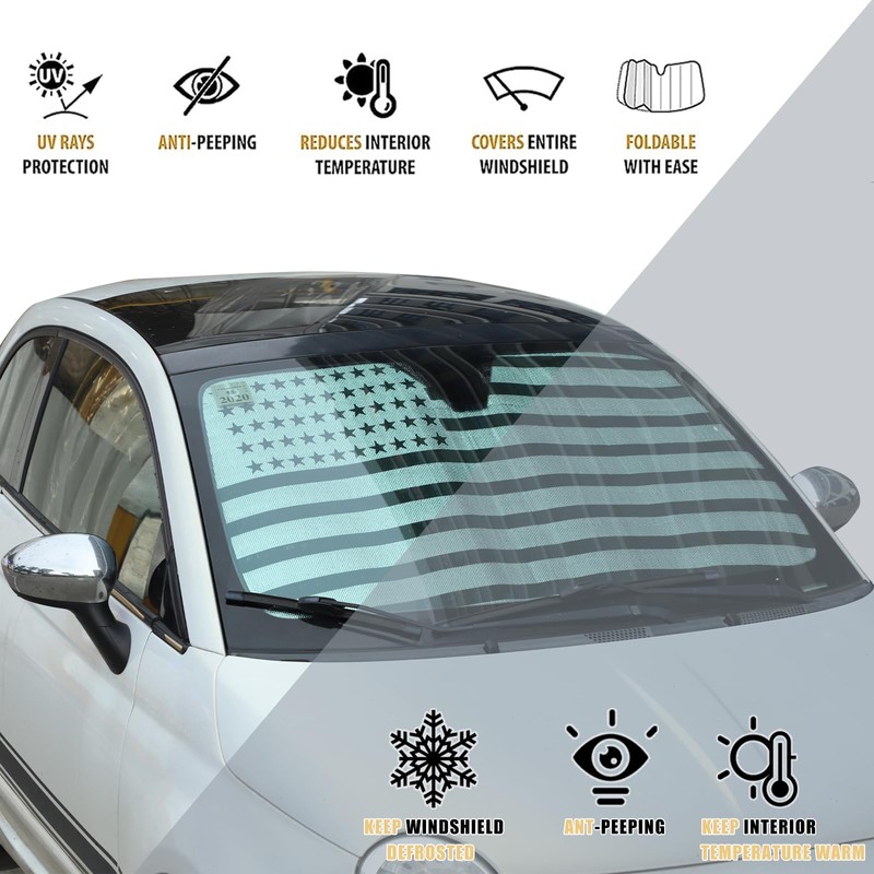 Windshield Sunshade Compatible with Fiat 500 2010-2024 ，Front Window Sun