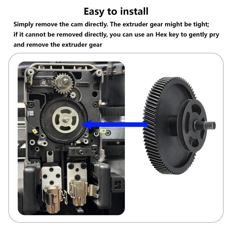 Upgrade Hardened Steel Extruder Gear for Bambu Lab H2D, Helical