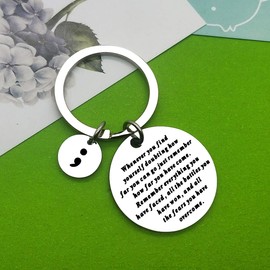 Baipilu Suicide Prevention Awareness Keyrig Gift for Women Men Inspirational Semicolon Keychain Gifts Depression Awareness Present Encouragement Mental Health Keyring Gifts Christmas Birthday Present