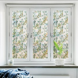 Donox Window Privacy Film, 3D Decorative Window Vinyl Decorative Stained Glass Window Film, Anti-UV Sun Blocker Heat Control for Home, 17.5 Inch x 13.1 Feet (with Installation Tool)