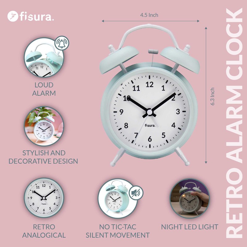 Fisura – Analog Alarm Clock Without Ticking, with LED Night