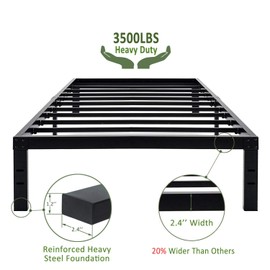 45MinST 14 Inch Reinforced Platform Bed Frame/3500lbs Heavy Duty/Easy Assembly Mattress Foundation/Steel Slat/Noise Free/No Box Spring Needed, Twin XL