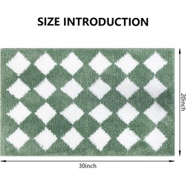 AIBIIN Bath Mat Non-Slip Bathroom Mat Super Absorbent,Soft Microfiber Absorbent Water Mat for Bathroom,Machine Washable Bathroom Floor Mat,Green,50x80cm