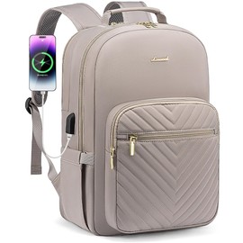 LOVEVOOK Laptop Backpack for Women 17.3 inch,Cute Womens Travel Backpack Purse,Professional Laptop Computer Bag,Waterproof Work Business College Teacher Bags Carry on Backpack with USB Port,Taro Grey