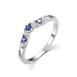 Ladies Solid Sterling 925 Silver Tanzanite and White Sapphire Wishbone Ring Sizes K to U (K)