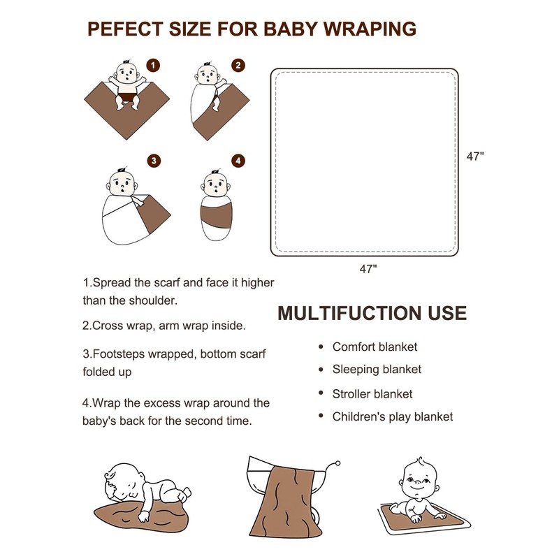 ZURLEFY Light Blue Muslin Swaddle Blankets Boy, Cotton Baby Receiving