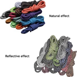 HizeJie Round Shoelaces Reflective Thick Braid Shoe Laces Shoestrings 3 Pairs for Sport Casual Sneaker Boot