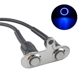 Gebildet 5A/12V Universal 2-Piece Locking Blue LED Motorcycle Switch Stainless Steel ON/Off Handlebar Adjustable Bracket Waterproof Switch Button