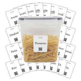 Febio 32 PCS Pantry Kitchen Jar Labels Elegant Waterproof Material Washable with QR Code for Recipes and Information