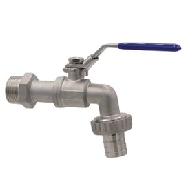 VARIOSAN Ball Outlet Valve 11329 1/2 Inch Stainless Steel Lockable with Hose Fitting