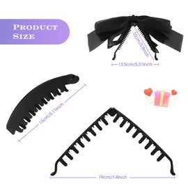 6 Piece Banana Clip Set for Women: 2 Bows Banana Clips & 4 Large Banana Hair Clips, Suitable for Thick and Fine Hair, Quick Ponytail Styling Tool for Girls and Women