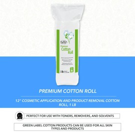 ForPro Professional Collection Premium Cotton Roll for Cosmetic Application and Product Removal, White, 12” Wide, 1 Lb.