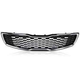 PIT66 Front Upper Bumper Grille Grill Chrome Compatible With Kia Forte5 Hatchback EX LX 2017 2018 17 18 86350-A7810, 86350A7810, 86350A7830, 86350-A7830
