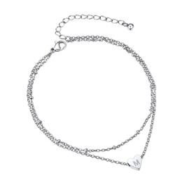 Bestyle Women's Double Stainless Steel Anklet with Letters A to Z, Adjustable (22-27 cm), Gifts for Women, Gold, Silver, Stainless Steel