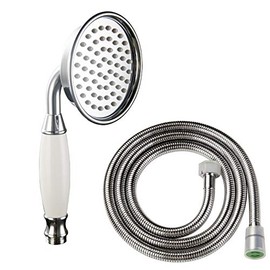 Skybath Brass Metal Shower Head Traditional Victorian Style Handheld Shower Sprayer Head with 1.5M Hose Chrome Polished