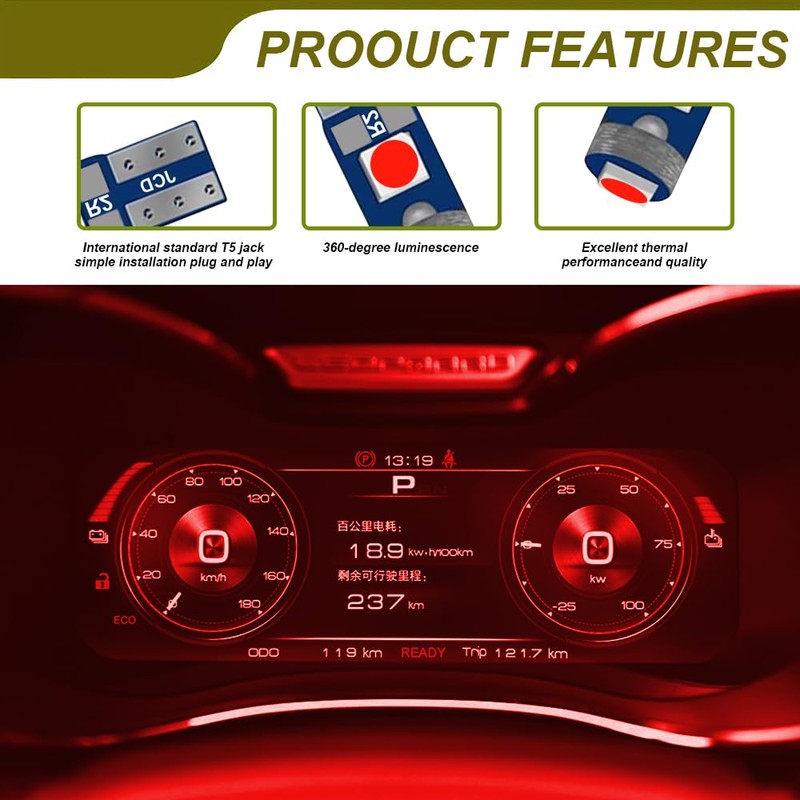 RGOAANC 20PCS T5 LED Lights for Car Dashboard, Dashboard Bulbs,