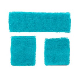 Mytoptrendz® 3 Pieces Sweatband Set Sports Headband Wrist Sweatbands Terry Cloth Wrist Sweatband Moisture Wicking Sweat Absorbing Head Band (Turquoise)