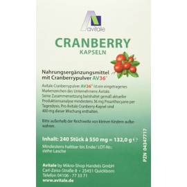 Avitale Cranberry Capsules 400 mg, 132 g, 240 Pieces (Pack of 1)