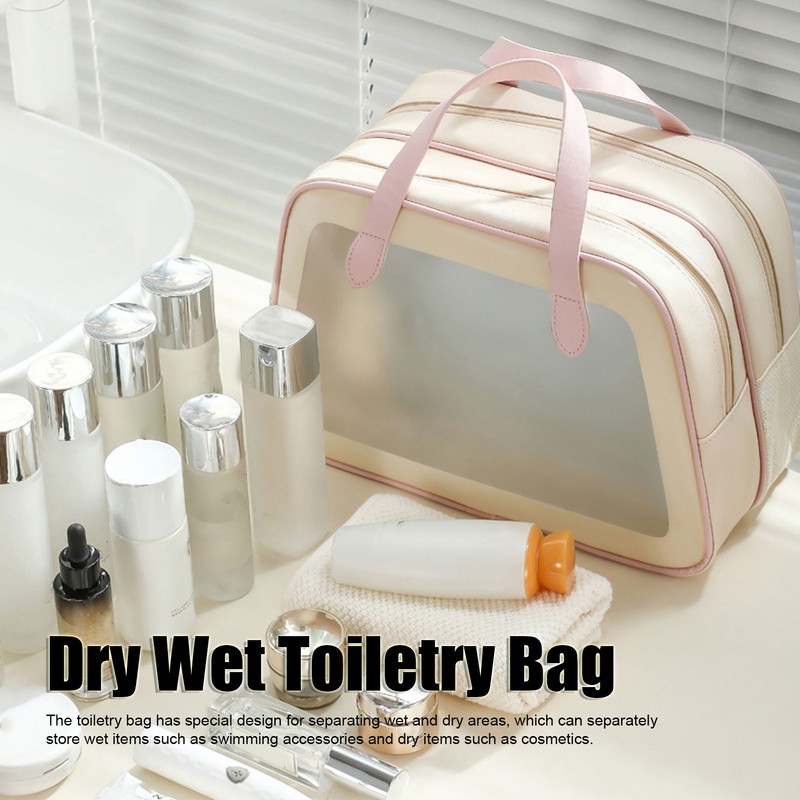 Dry Wet Toiletry Bag Breathable Mesh Dry Wet Separating Makeup