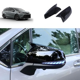 TERDARAY Side View Mirror Cover Compatible With Toyota Sienna 2021-2025 Rearview Mirrors Trim Exterior Car Accessories ABS 2PCS(Glossy Black Style)