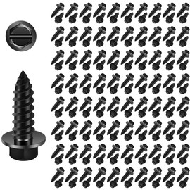 【Upgraded】 100 Pcs Black License Plate Mounting Screws for Car Dealers #14 x 3/4" Slotted Hex Head License Plate Bolts with Rustproof Finish, Car License Plate Screws for License Plates Frames