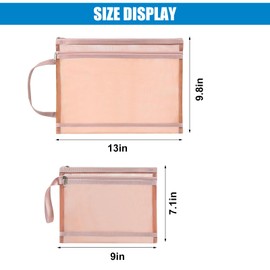 Colored Mesh Zipper Pouch Bags, Toy Storage Bags Double-Layer Mesh Bag Nylon Puzzle Building Block Set, Board Game Storage Breathable See Through Pouch with Handle for School Office Games-10PCS A4+A5