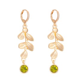 FDEETY Women's Vintage Long Hanging Tassel Earrings Gold Plated Leaves Teardrop Zirconia Earrings Fashion Jewellery Accessories Gifts Stud Earrings for Women Girls, Metal, No Gemstone