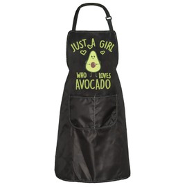 BAUNA Avocado Lover Apron Gift Just A Girl Who Loves Avocado Girl Kitchen Apron Gift Vegan Housewarming Gift Vegetarian Bib Apron Gift (Avocado apron)