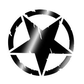 4R Quattroerre.it 17091 Stickers Army Star for Jeep Renegade, Diameter 20 cm, Glossy, 2 Pcs, Polished Black