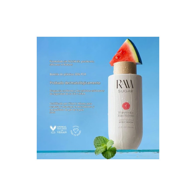 RAW SUGAR Watermelon Mint Refresh Gel de Ducha Hidratante 591