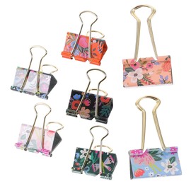 COHEALI Floral Printed Binder Clips, 1.25 inch, 7 Pack, Mini Cute Paper Clips for Office Supplies Home School and Business