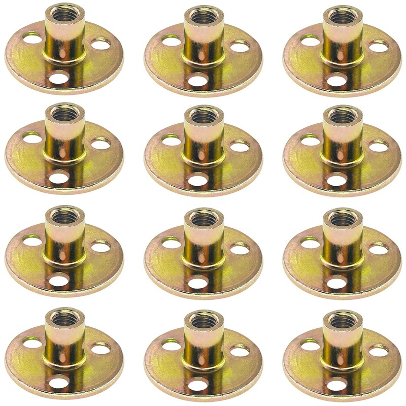 12 PCS Zinc Plated Round Tee Nuts,3-Hole T-Nuts for Furnitures