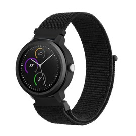 20mm Nylon Strap for Garmin Vivoactive 3/3 Music/Venu/Venu 2 Plus/sq/sq 2/Forerunner 245/645/55, Soft Nylon Watch Band Replacement for Garmin Vivomove HR (Black)